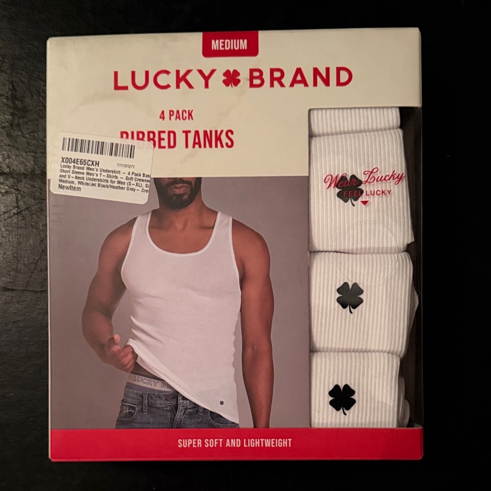 Lucky Brand White Ribbed Tank Tops - 4 Pack